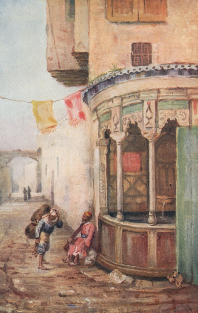 DAMASCUS. 'Street fountain, Damascus' by Margaret Thomas. Syria 1908 old print